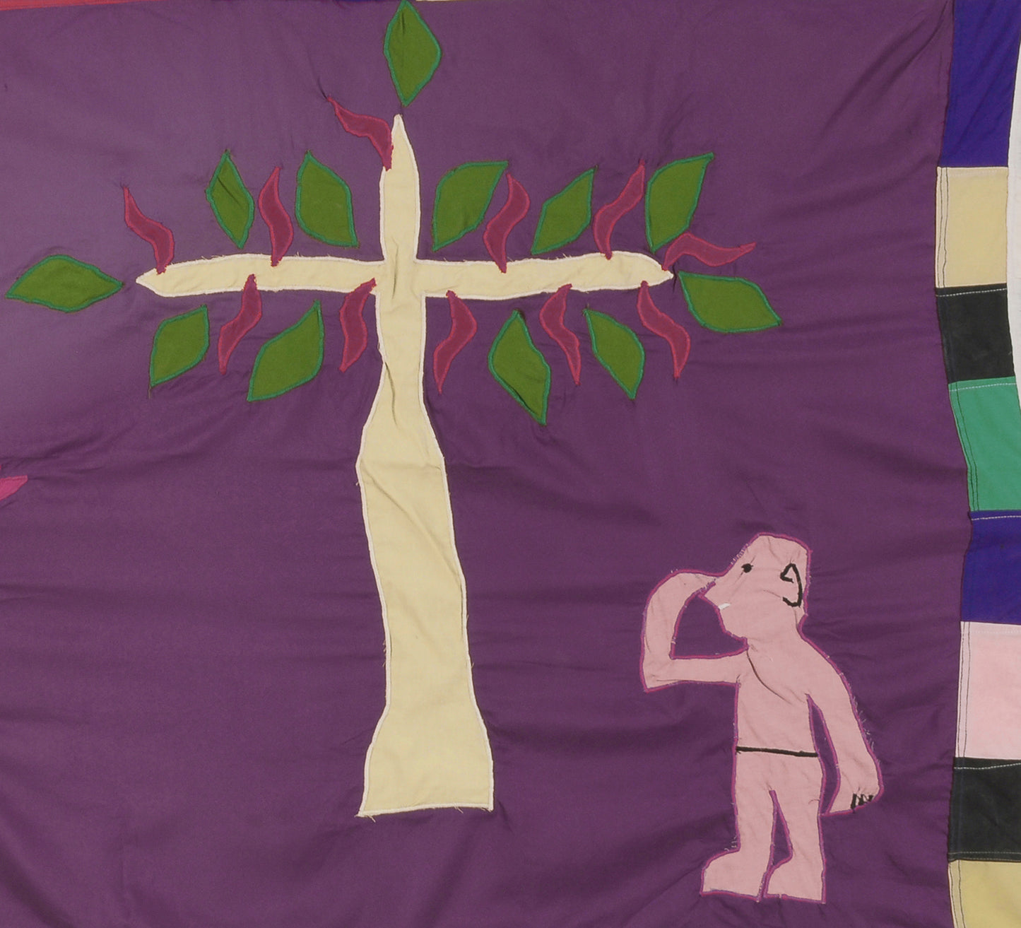 Exquisite Asafo Flag From Ghana - A Tapestry Of Culture / History Fante Africa - close-up
