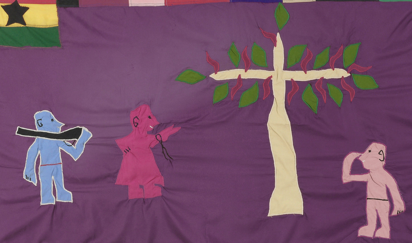 Exquisite Asafo Frankaa Flag 63½″×40″ – Fante War Banner