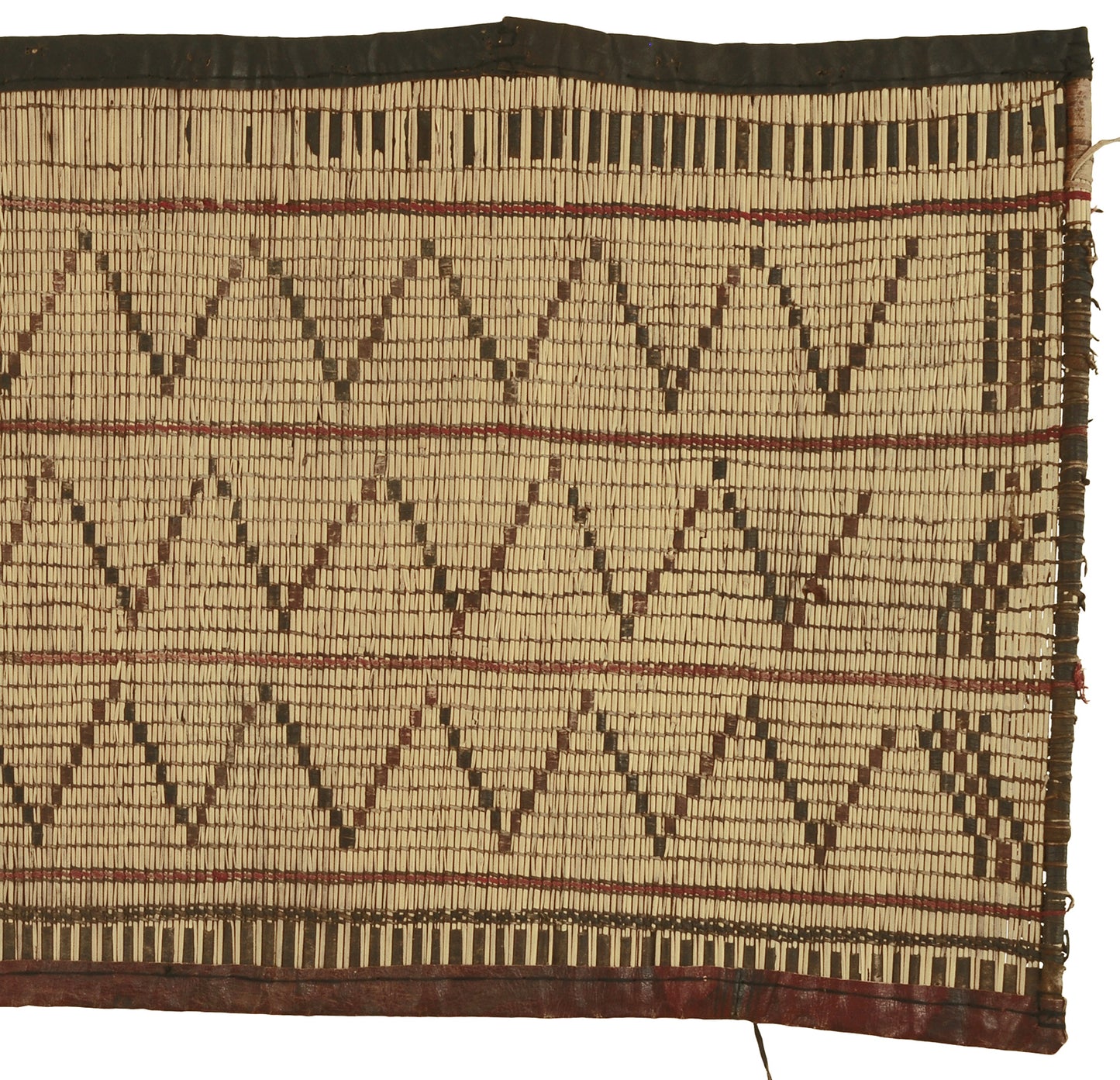 Authentic Nomad Tuareg Straw and Leather Mat – Handcrafted Sahara