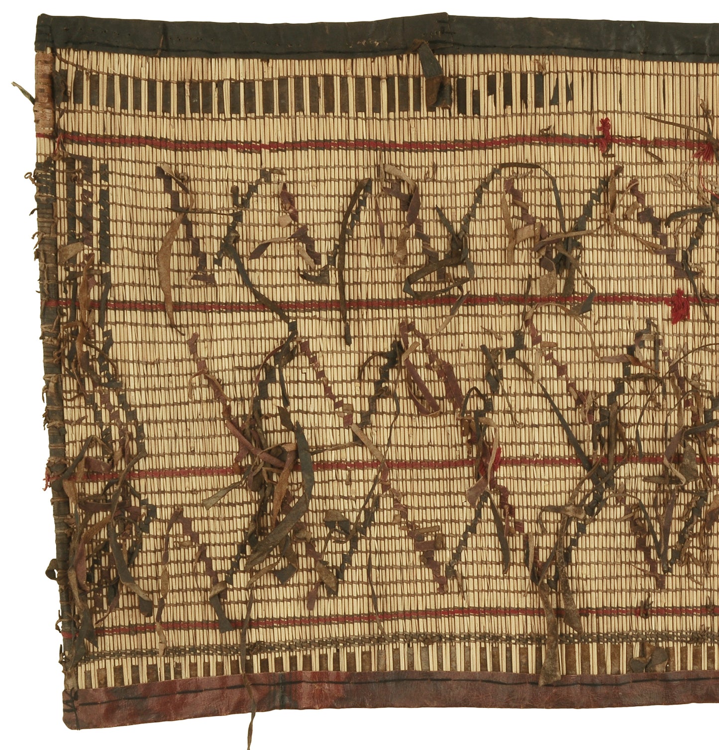 Authentic Nomad Tuareg Straw and Leather Mat – Handcrafted Sahara