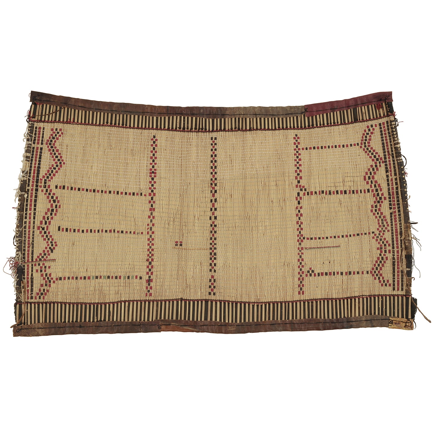 Authentic Nomad Tuareg Straw and Leather Mat – 77×44 cm
