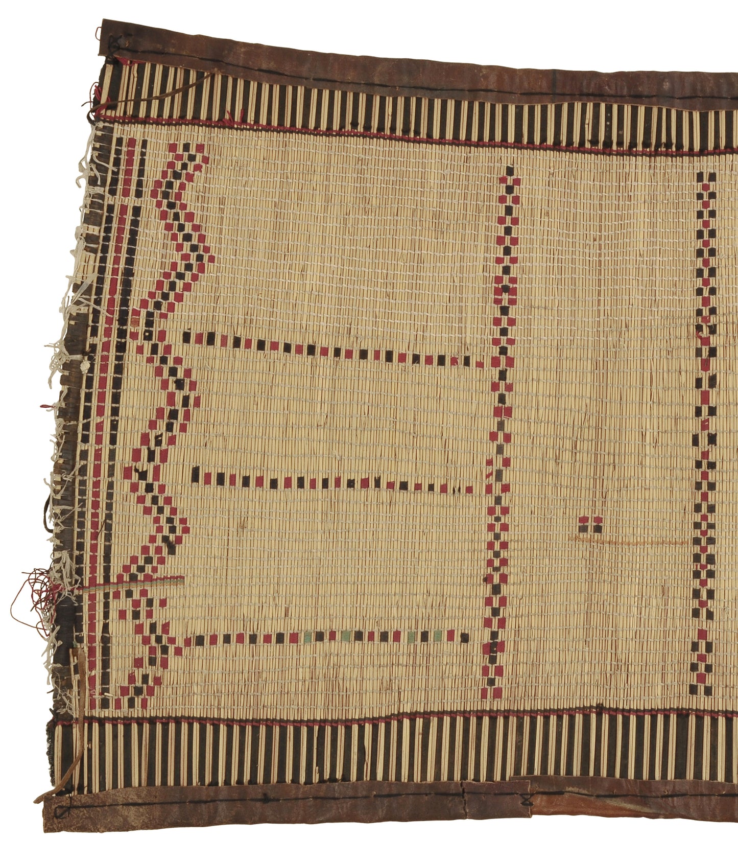Authentic Nomad Tuareg Straw and Leather Mat – 77×44 cm