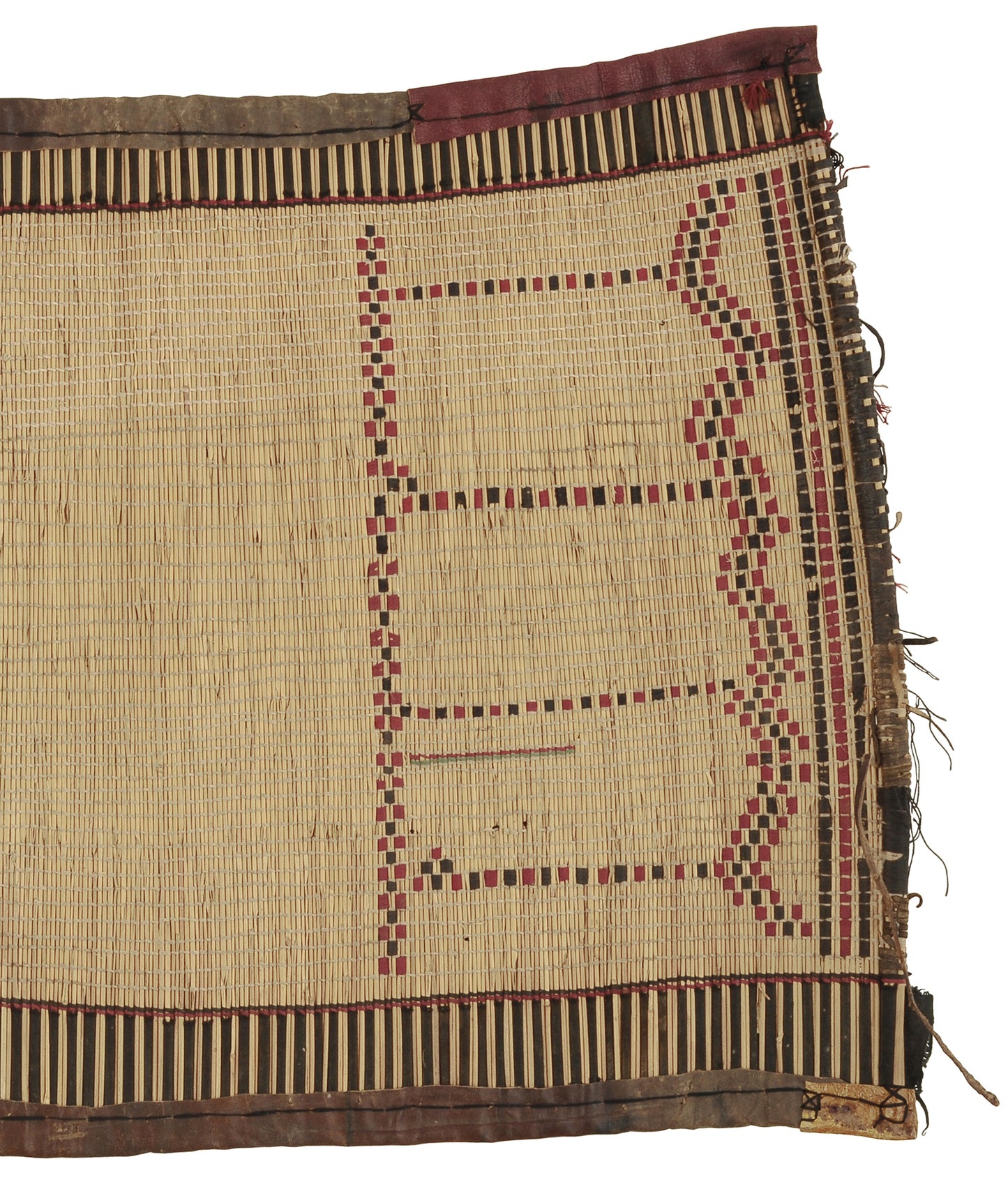Authentic Nomad Tuareg Straw and Leather Mat – 77×44 cm