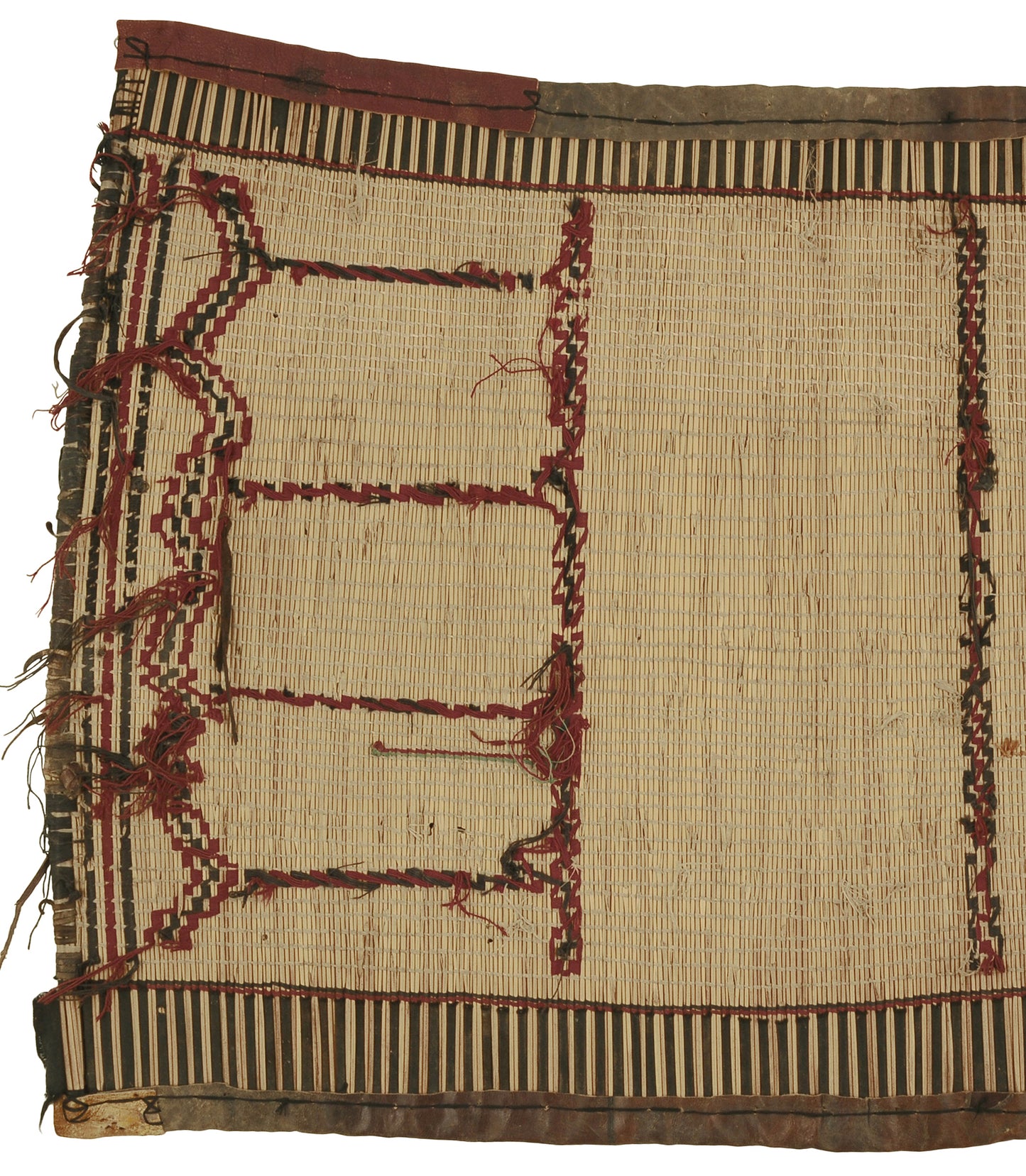 Authentic Nomad Tuareg Straw and Leather Mat – 77×44 cm