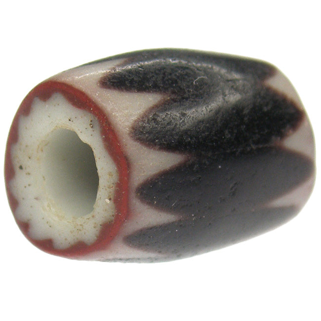 Rare Black 4-Layer Chevron Bead - Antique Venetian 1800S, 12X9Mm