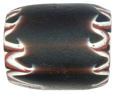 Rare 5-Layer Black Venetian Chevron Trade Bead 22X18Mm - alternate view