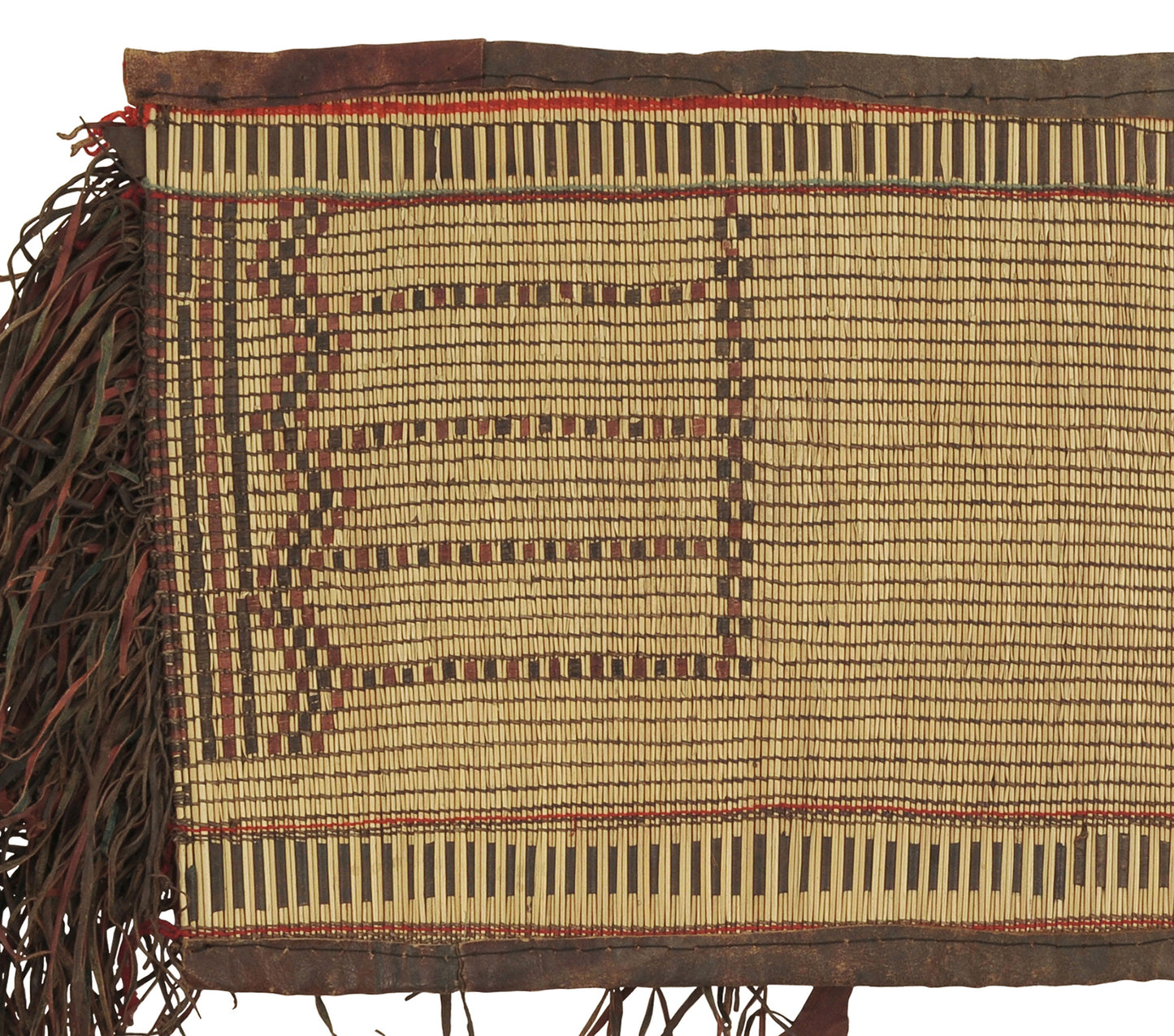 Handcrafted Tuareg Straw & Leather Mat – Nomad Ethnic Décor