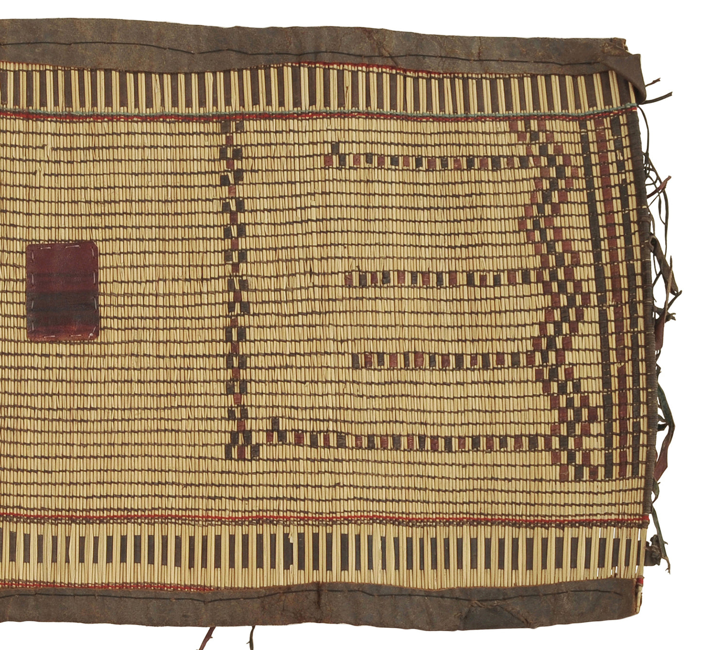 Handcrafted Tuareg Straw & Leather Mat – Nomad Ethnic Décor