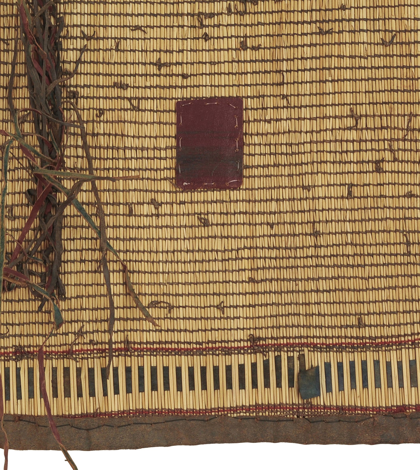 Handcrafted Tuareg Straw & Leather Mat – Nomad Ethnic Décor