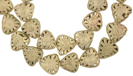Authentic African Tabular Brass Beads, Handmade In Ghana - 21¾" Strand - alternate view