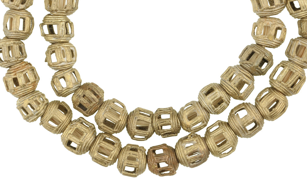 African Tabular Brass Beads From Ghana - Handmade Lost Wax Beads - alternate view