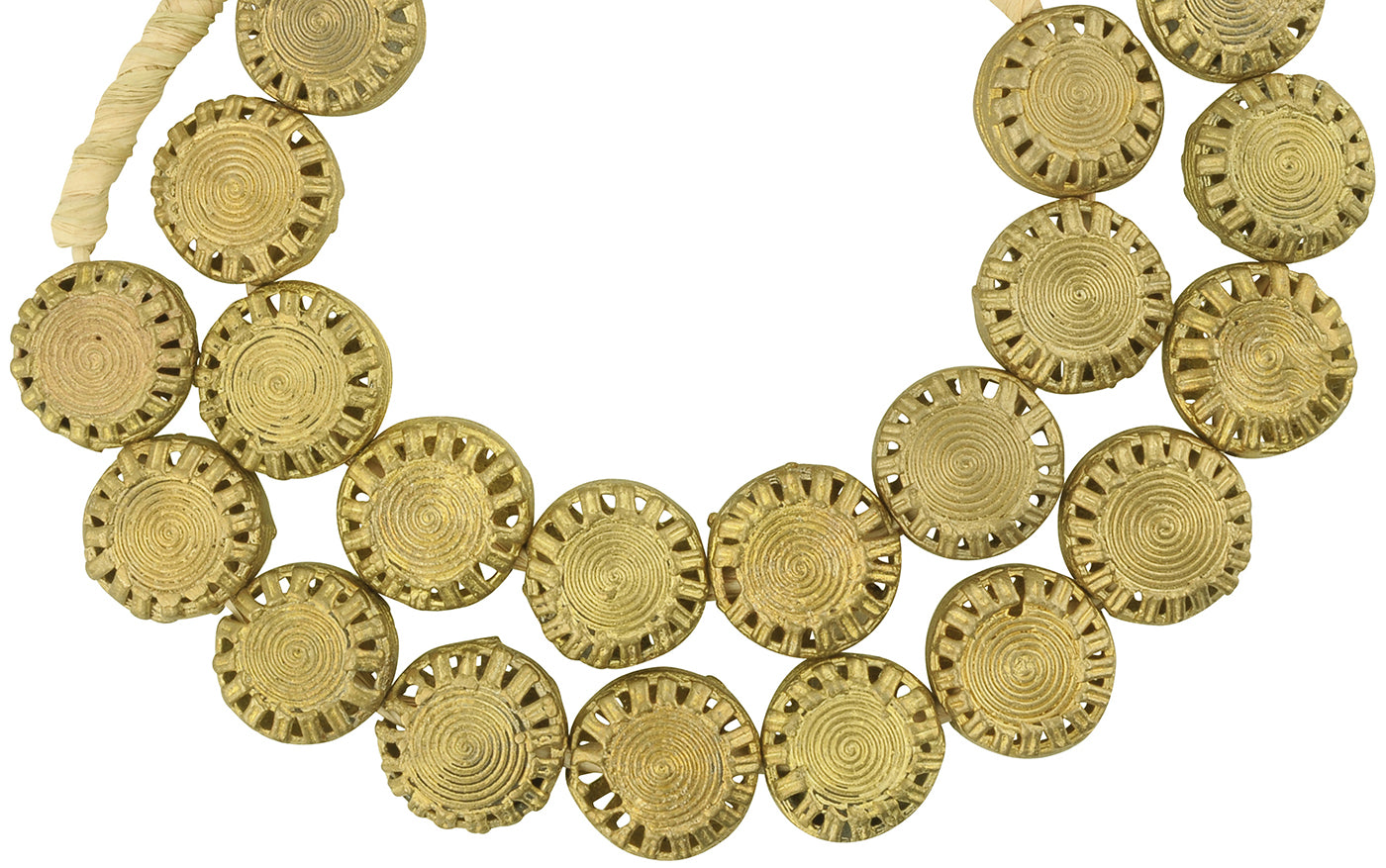 New Tabular African Brass Beads From Ashanti, Ghana - alternate view