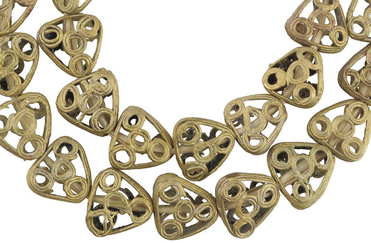 African Brass Beads - New Tabular Handmade Beads From Ghana, 21" Strand - alternate view