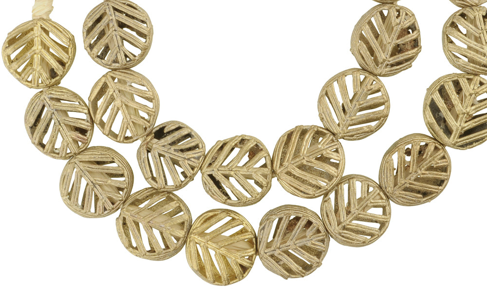 Authentic African Tabular Brass Beads, Handcrafted In Ghana - 22" Strand - alternate view