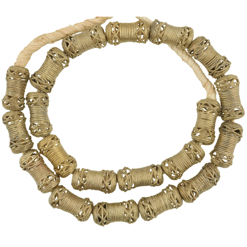 Handmade African Brass Beads From Ghana - 21" Strand, Lost Wax Technique