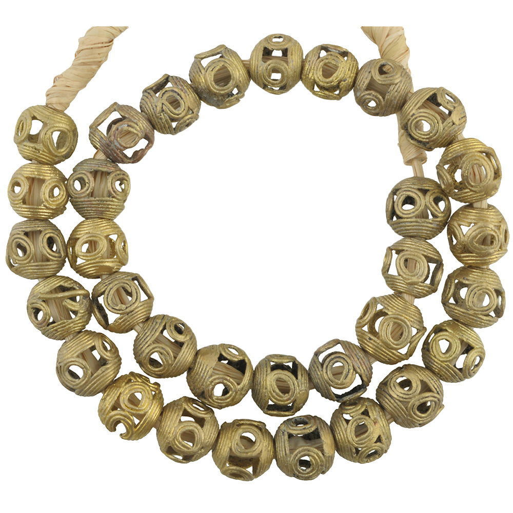 Large African Round Brass Beads - Handmade In Ghana - 15-16Mm