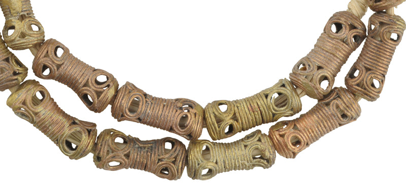 Handmade African Brass Beads From Ghana - Lost Wax Technique, 21" Strand - alternate view
