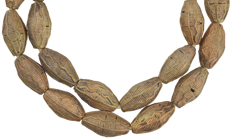 Large African Brass Beads - Handmade In Ghana - 22" Strand - alternate view