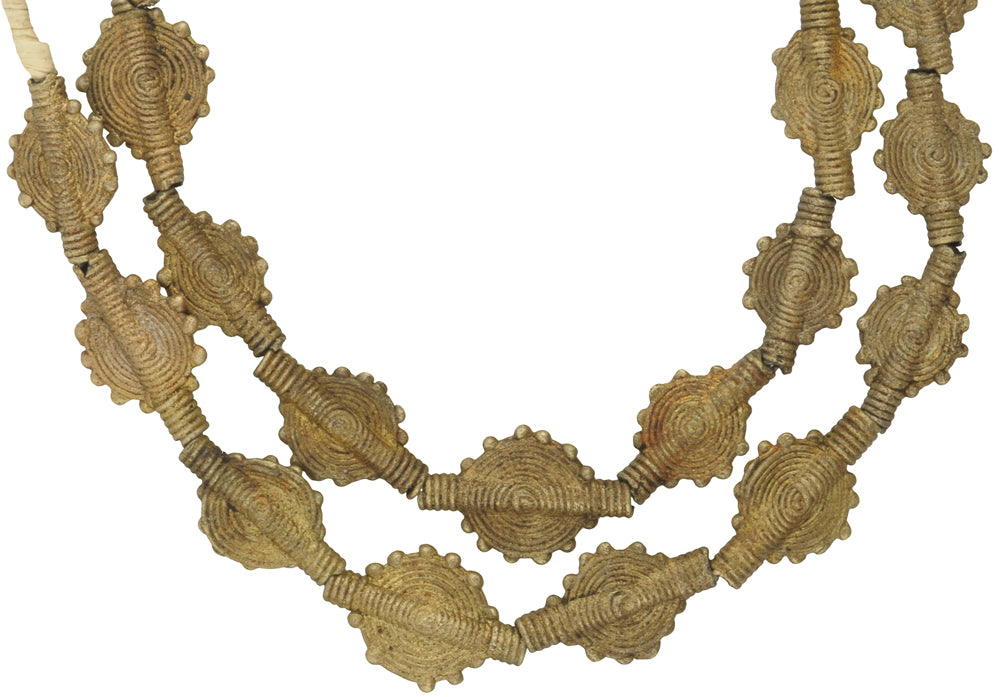 Handcrafted Flat African Brass Beads - 25" Strand, Made In Ghana - alternate view