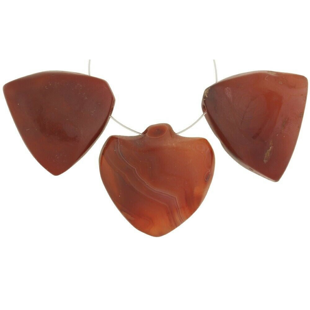 Antique Cambay Carnelian & Agate Trade Stone Pendants Trio
