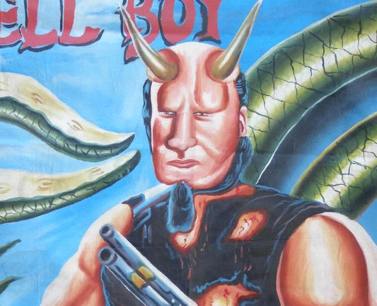 Hand-Painted Hellboy Movie Poster: A Unique African Art Collectible - alternate view