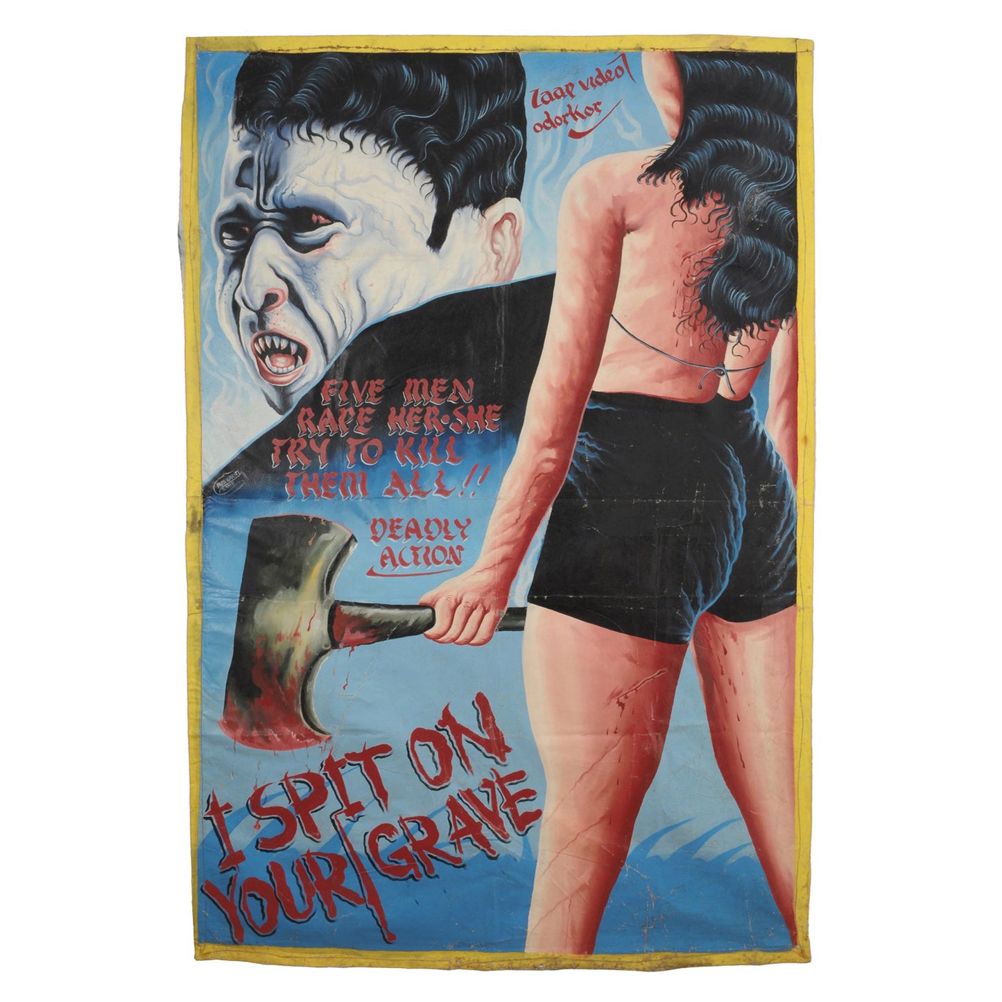 I Spit On Your Grave Movie Poster - Hand Painted In Ghana - horror scene artwork