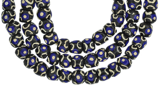 African Fancy Powder Glass Beads, 11Mm Recycled Krobo Glass Strand - alternate view