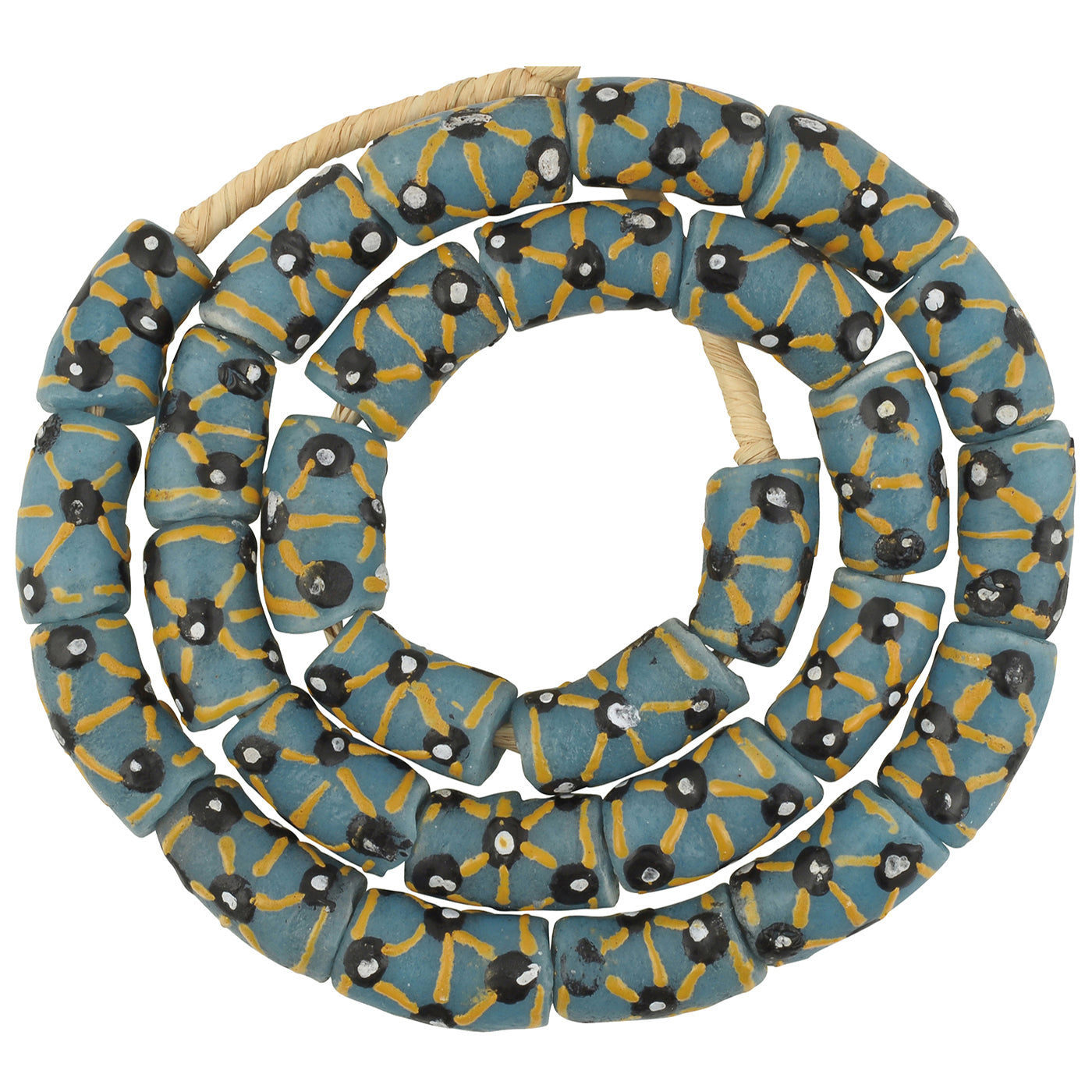 African Trade Beads - Fancy Powder Glass Krobo Beads From Ghana - angled shot