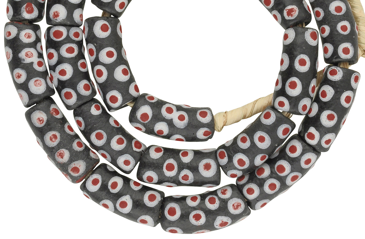 African Trade Beads: Fancy Krobo Glass Beads 10Mm - Ghana Made - close-up