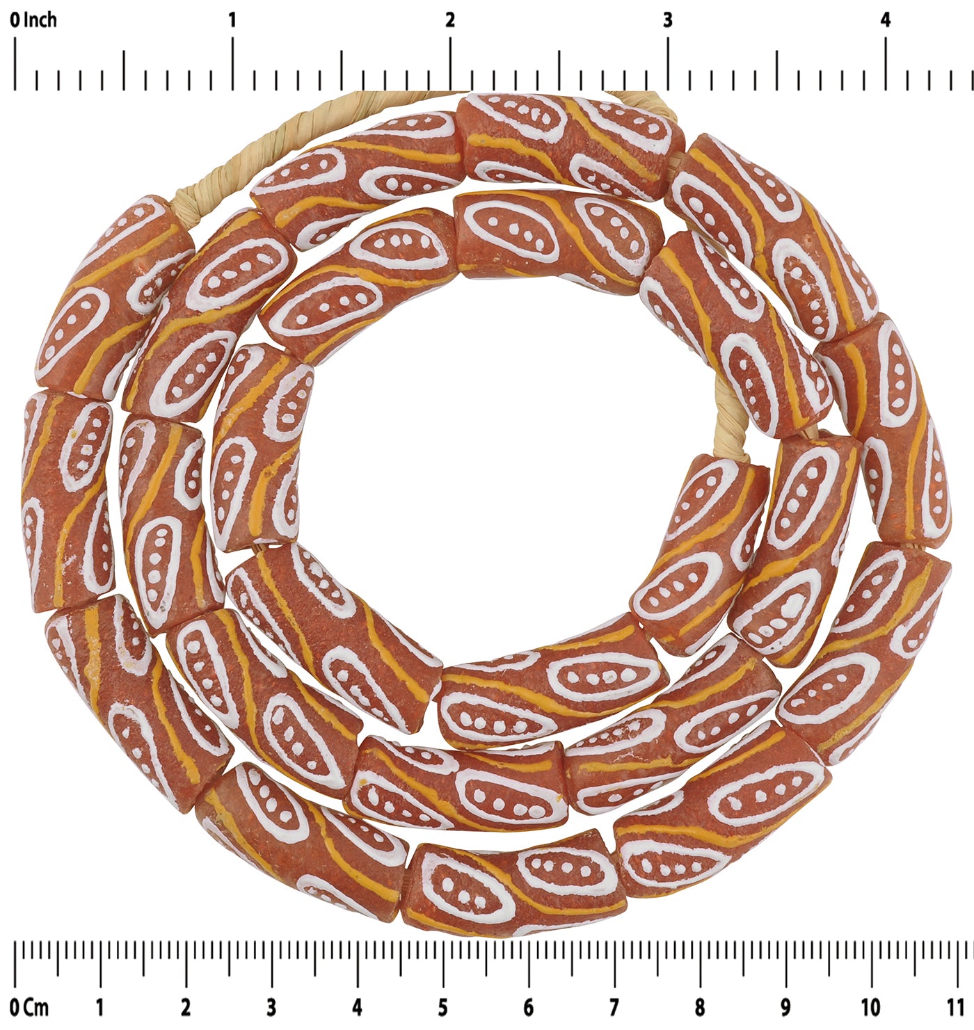Handmade Ghana Glass Beads - 23 3/4" Strand - African Trade Beads - zoomed-in detail