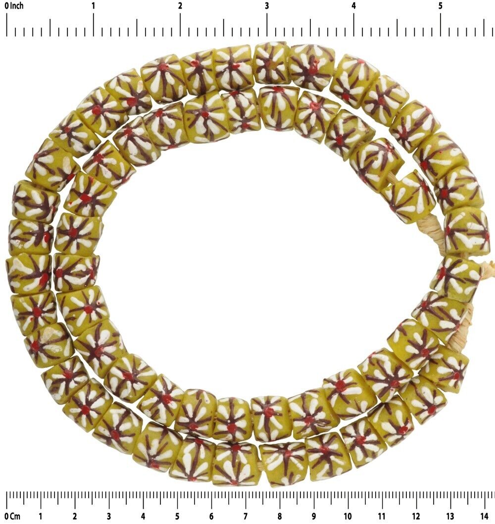 African Trade Beads: Fancy Ghana Powder Glass, 12-13Mm - close-up
