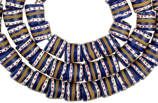 African Trade Beads - Fancy Krobo Glass Beads, 11-12Mm, 25" Strand - alternate view