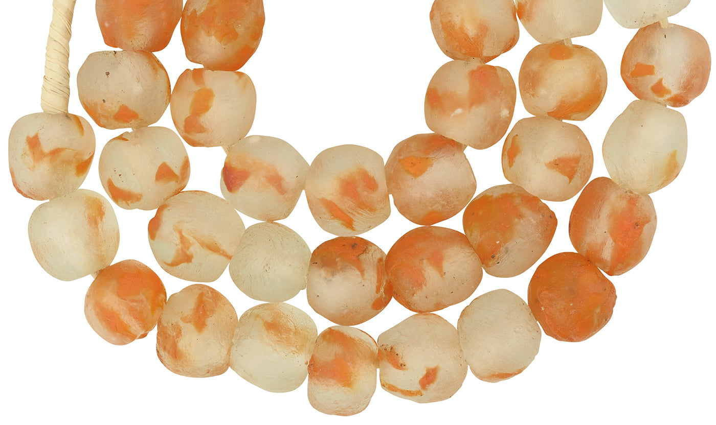 African Handmade Beads Recycled Glass Powder Krobo Ethnic Necklace Ghana Jewelry - close-up