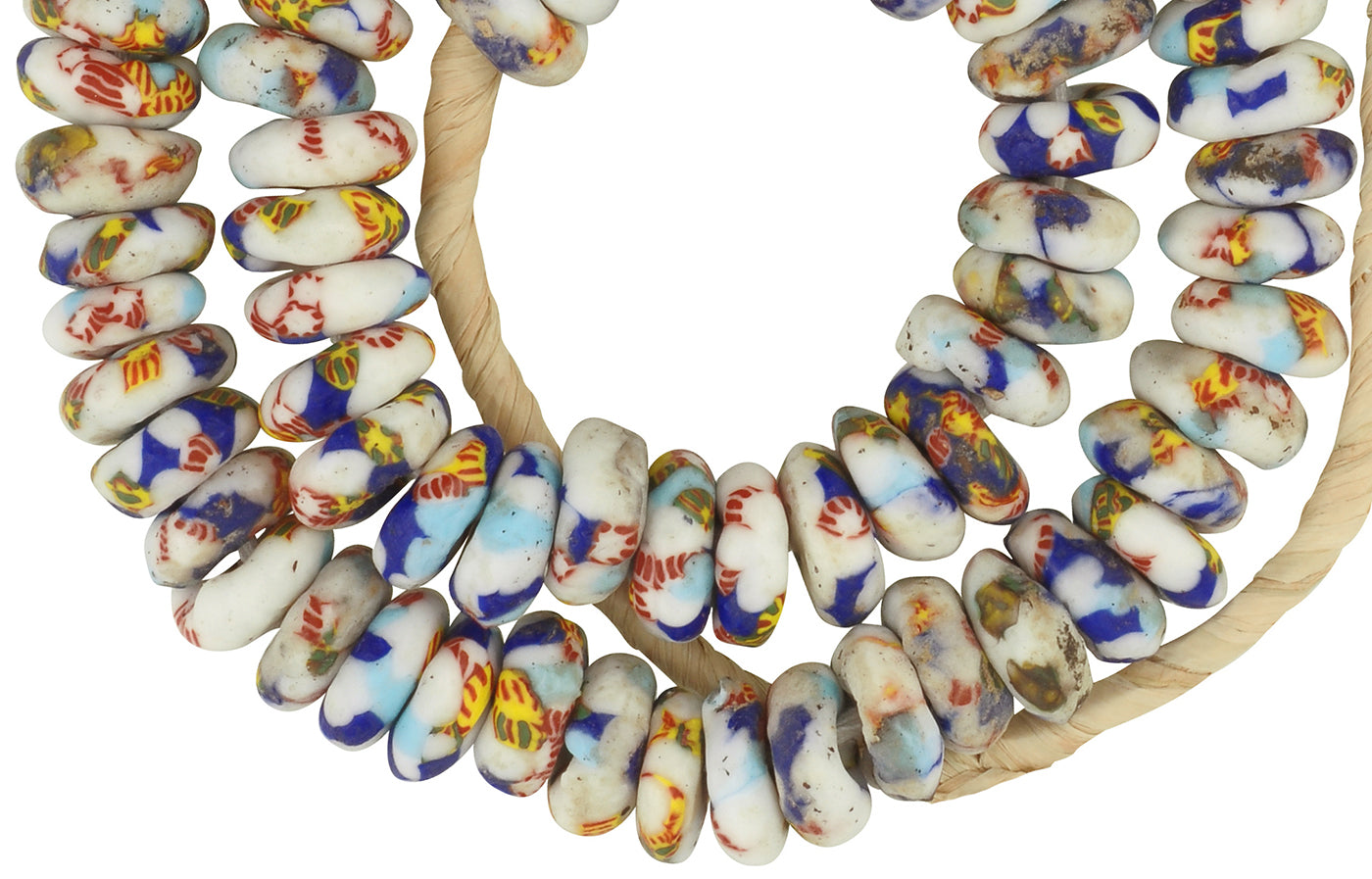 African Trade Beads - Recycled Glass Krobo Disks From Ghana - close-up
