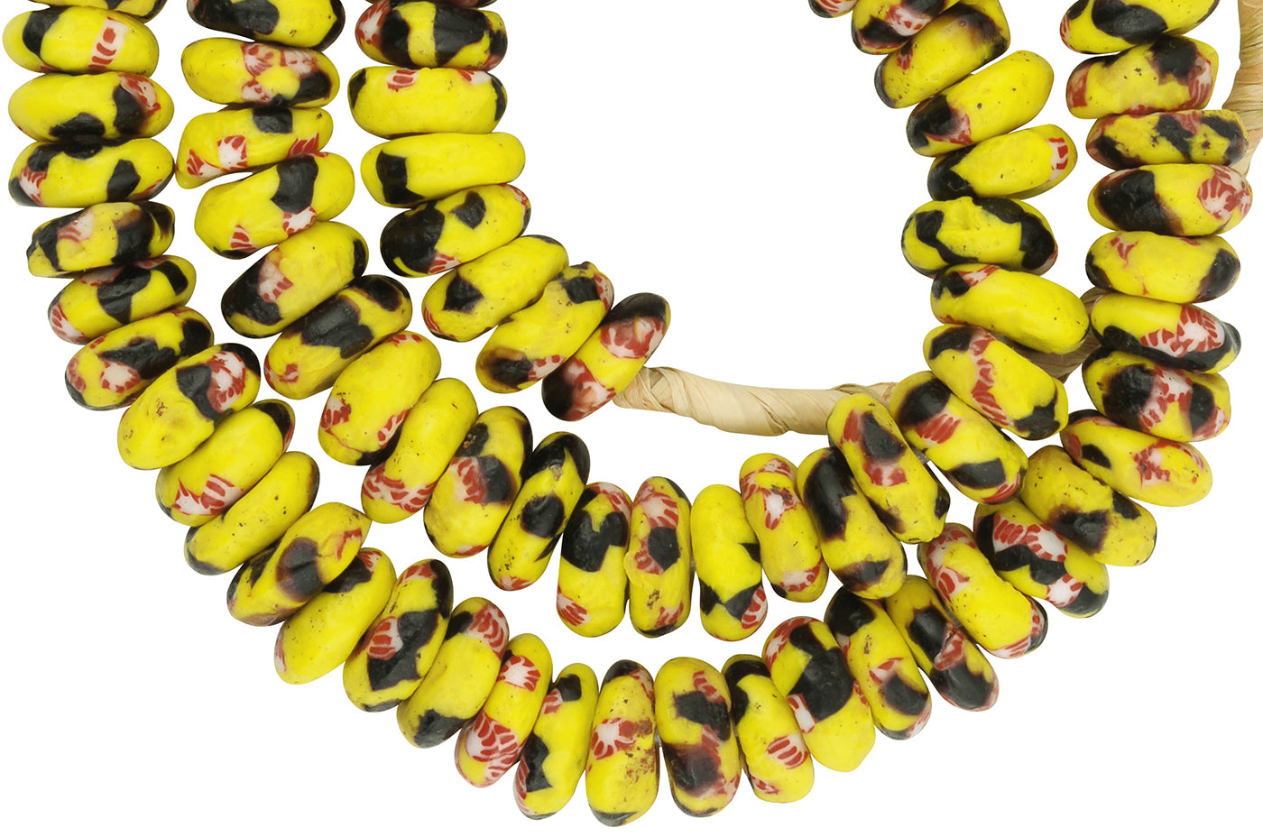 Authentic African Trade Beads - 22" Recycled Glass Beads From Ghana - close-up