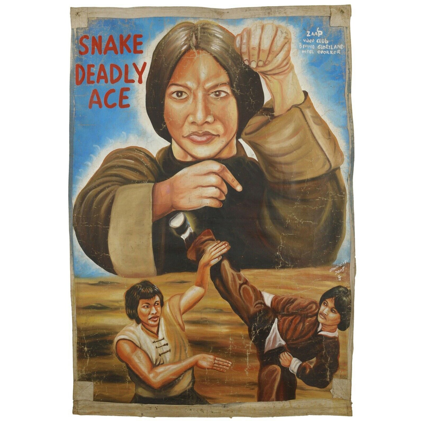 Snake Deadly Ace - Authentic Ghana Hand-Painted Martial Arts Movie Poster