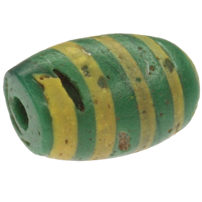 Rare Antique Green "Bumble Bee" Venetian Wound Glass Trade Bead