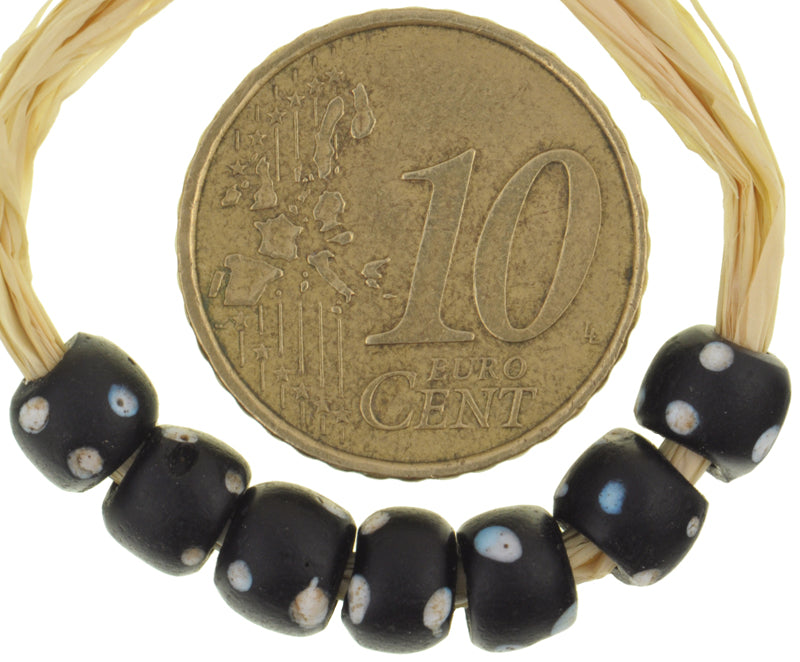 Antique Black "Skunk" Fancy Venetian Lampwork Glass Trade Beads 6Mm - alternate view