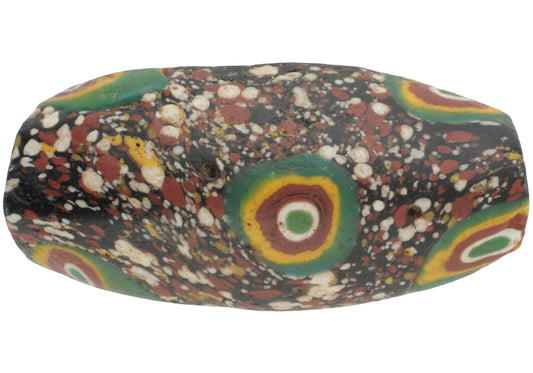 Rare Large Antique Oval Venetian Millefiori Mosaic Glass Trade Bead - alternate view