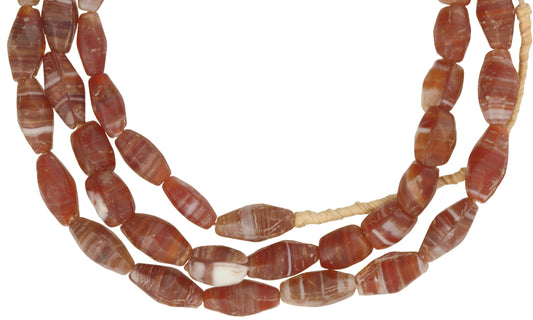 Vintage Czech Molded Glass Trade Beads Imitating Agate - alternate view