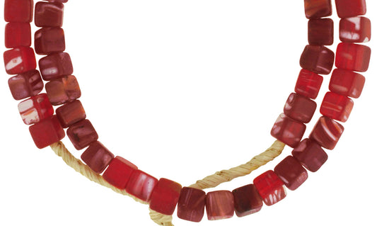 Vintage African Trade Beads - Translucent Czech Glass Cube Strand - alternate view