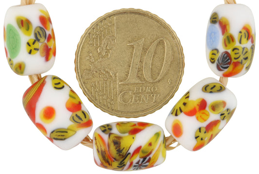 Old Vintage Millefiori Czech Glass Mosaic Trade Beads - alternate view