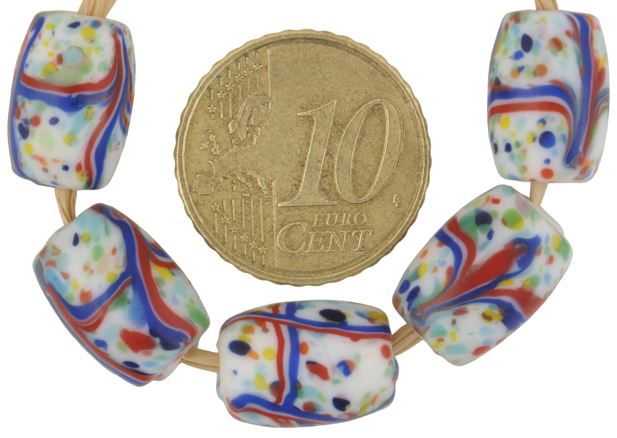 Rare Oval Old Czech Glass African Trade Beads - 13Mm, Vintage Bohemian - alternate view