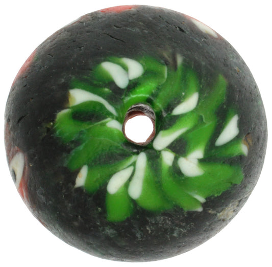 Large Bicone Recycled Glass Bead - Ghana African Trade Bead - alternate view