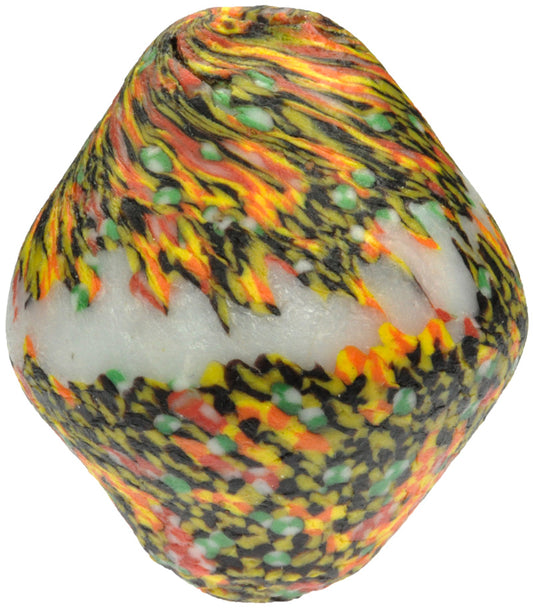 Large African Bicone Recycled Glass Bead - Handcrafted In Ghana - alternate view