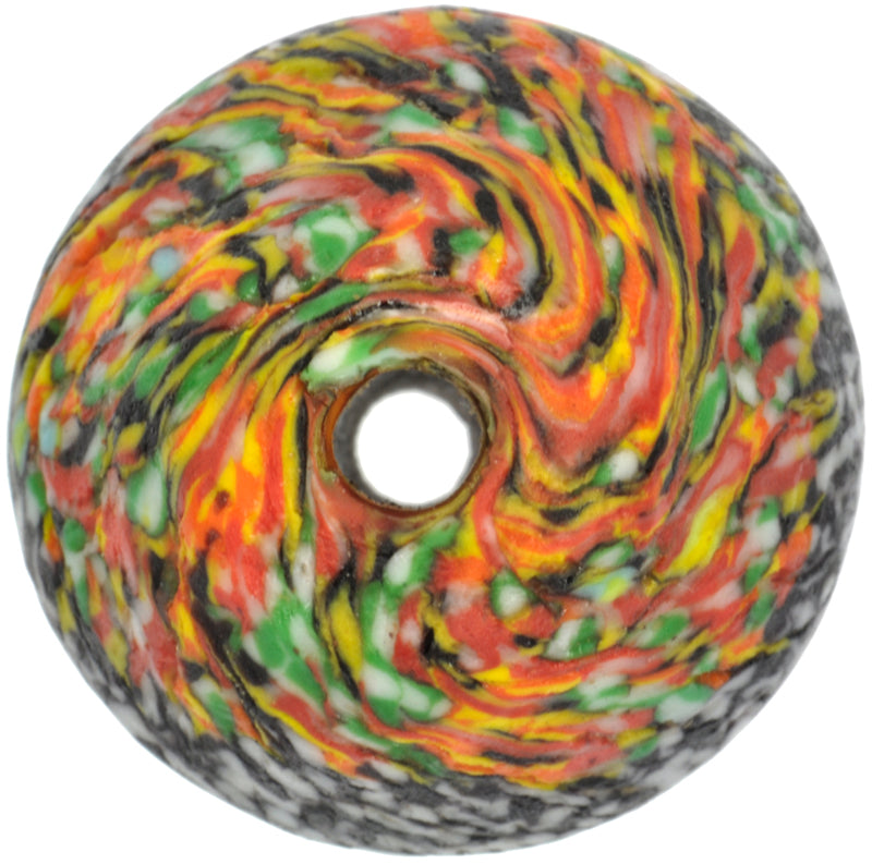 Large Bicone African Trade Bead - Recycled Glass, Handcrafted In Ghana - close-up