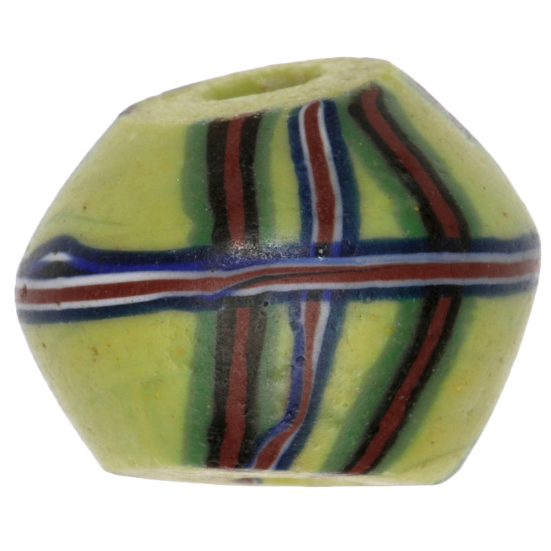 Rare Antique Bicone Venetian Lampwork Glass Trade Bead With Trail Decor