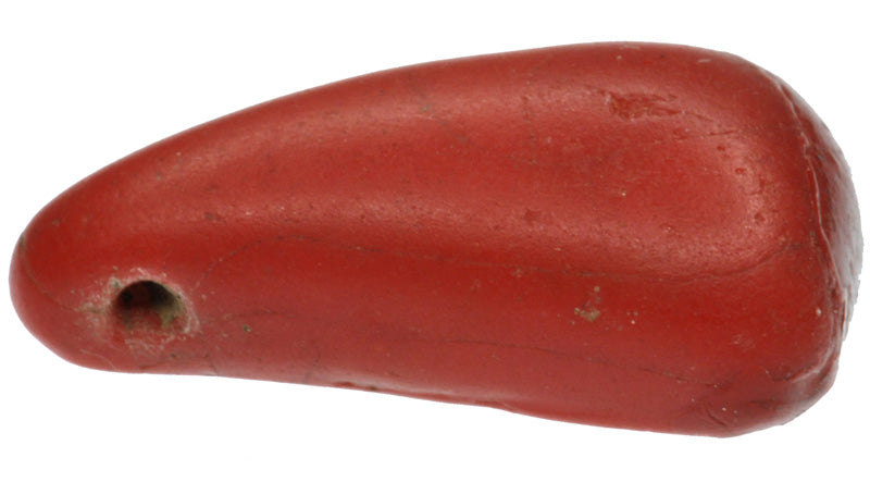 Rare Old Red Kiffa Bead - African Glass Trade Bead - close-up