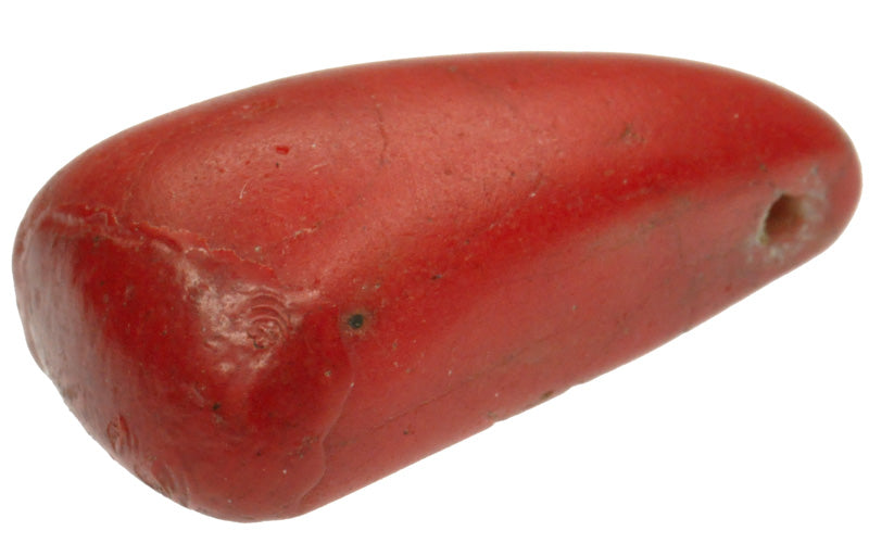 Rare Old Red Kiffa Bead - African Glass Trade Bead - zoomed-in detail