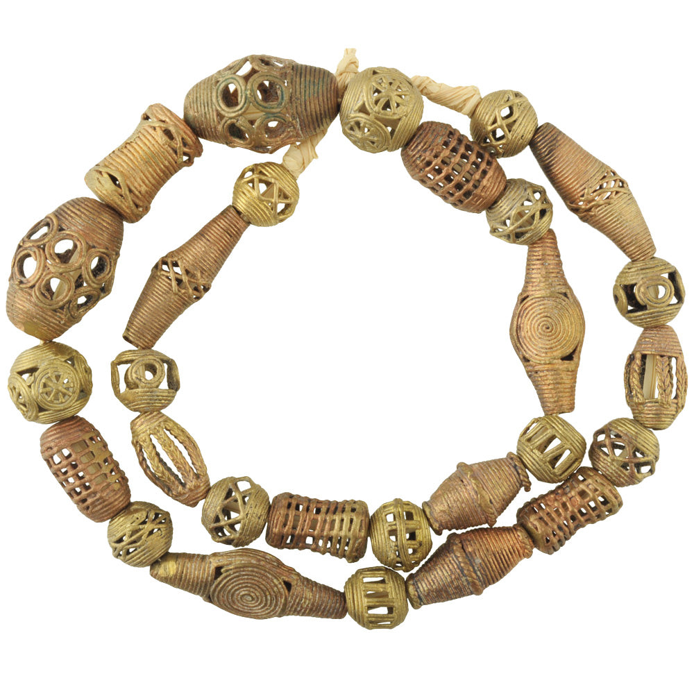 Authentic African Brass Beads - Handcrafted In Ghana - 26" Strand